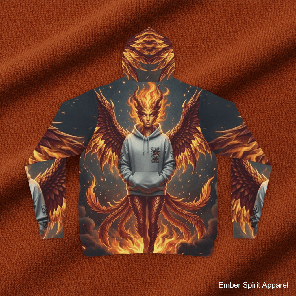 Fire Phoenix Fairy Athletic Hoodie — Original Art by Ember SpiritEmber Spirit Apparel