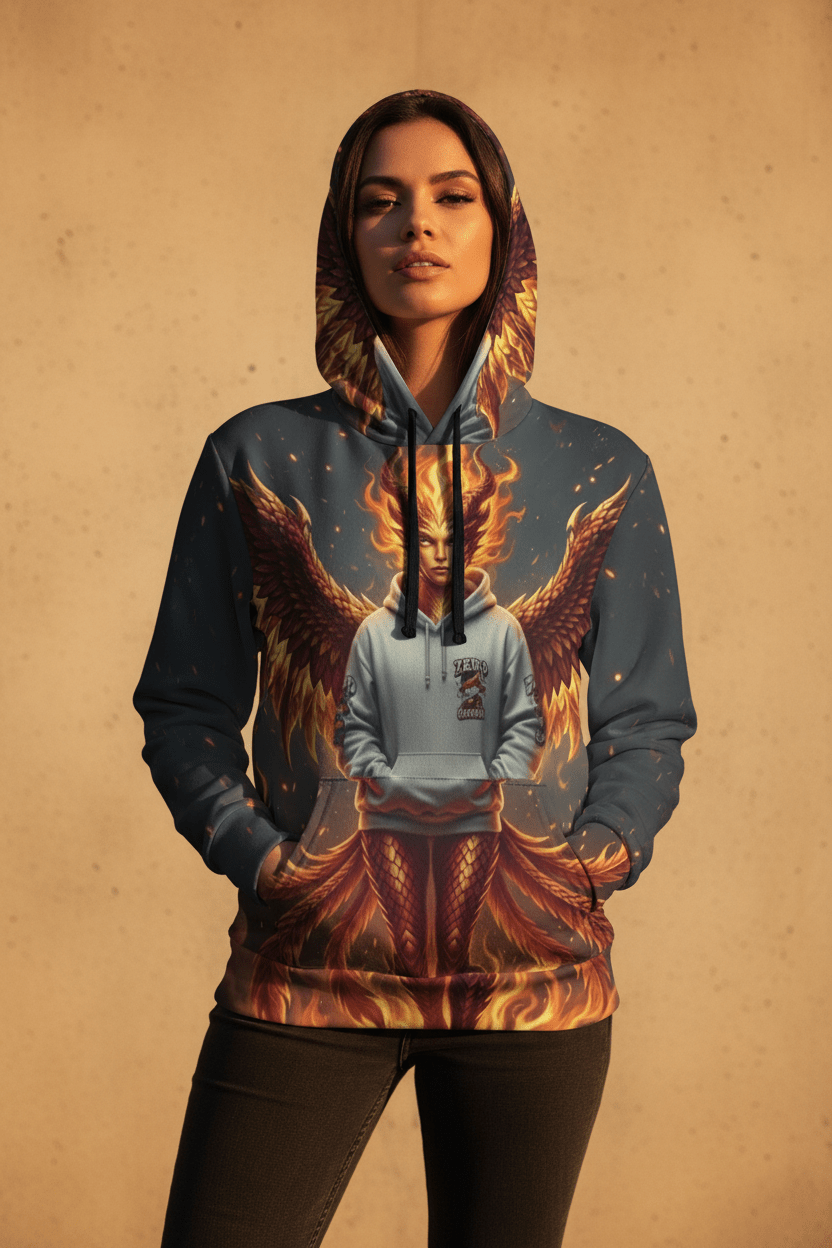 Fire Phoenix Fairy Athletic Hoodie — Original Art by Ember SpiritEmber Spirit Apparel