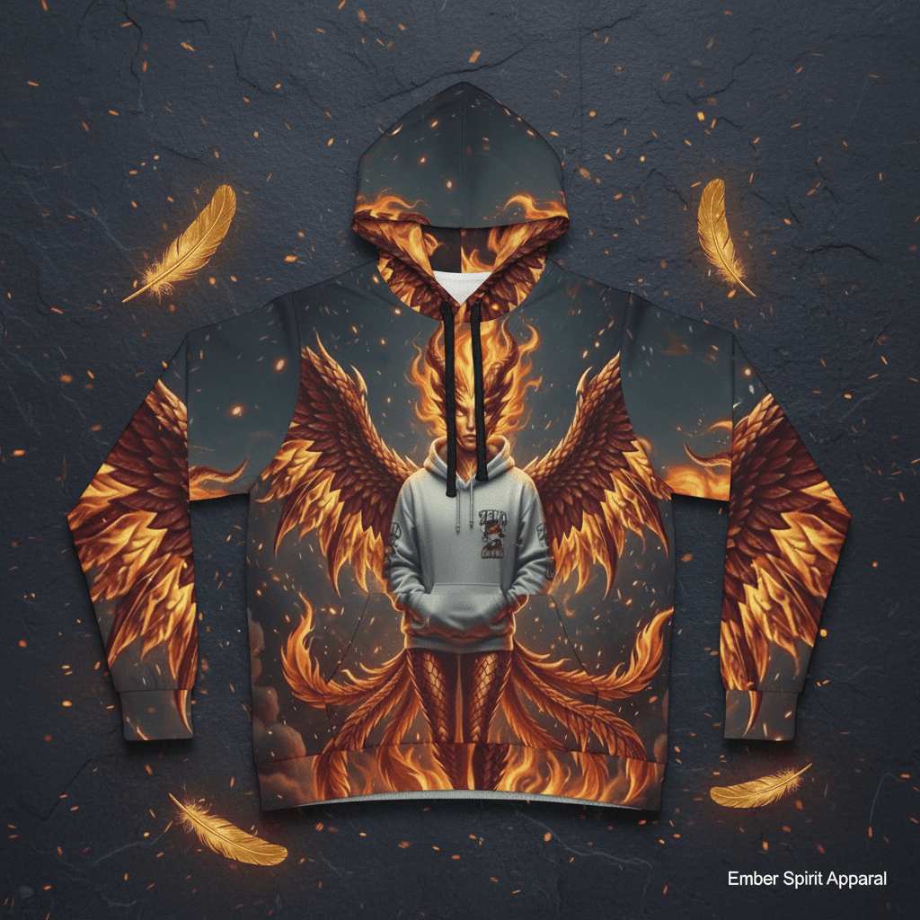 Fire Phoenix Fairy Athletic Hoodie — Original Art by Ember SpiritEmber Spirit Apparel