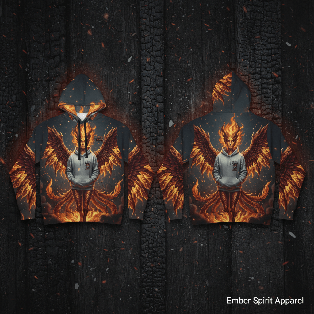 Fire Phoenix Fairy Athletic Hoodie — Original Art by Ember SpiritEmber Spirit Apparel