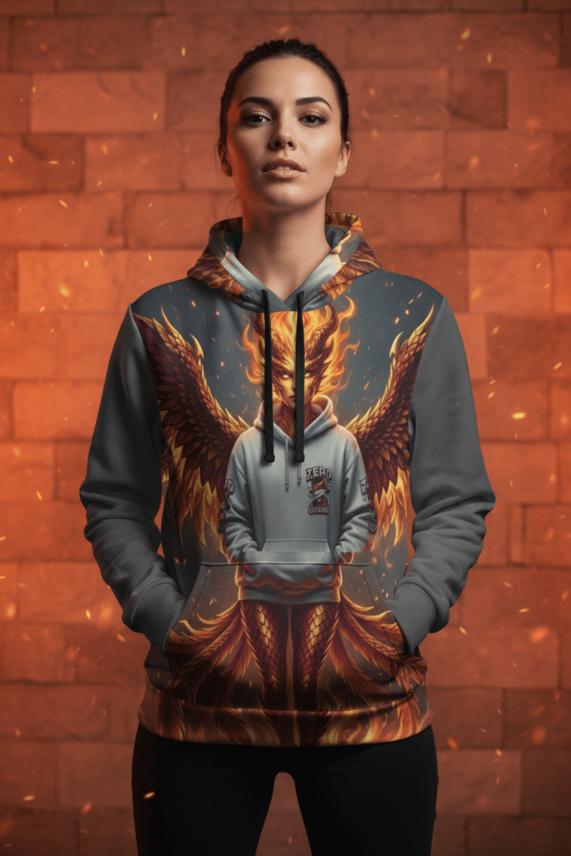 Fire Phoenix Fairy Athletic Hoodie — Original Art by Ember SpiritEmber Spirit Apparel