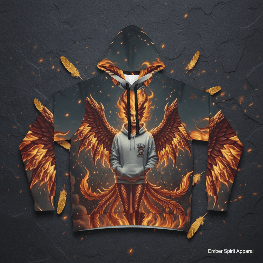 Fire Phoenix Fairy Athletic Hoodie — Original Art by Ember SpiritEmber Spirit Apparel