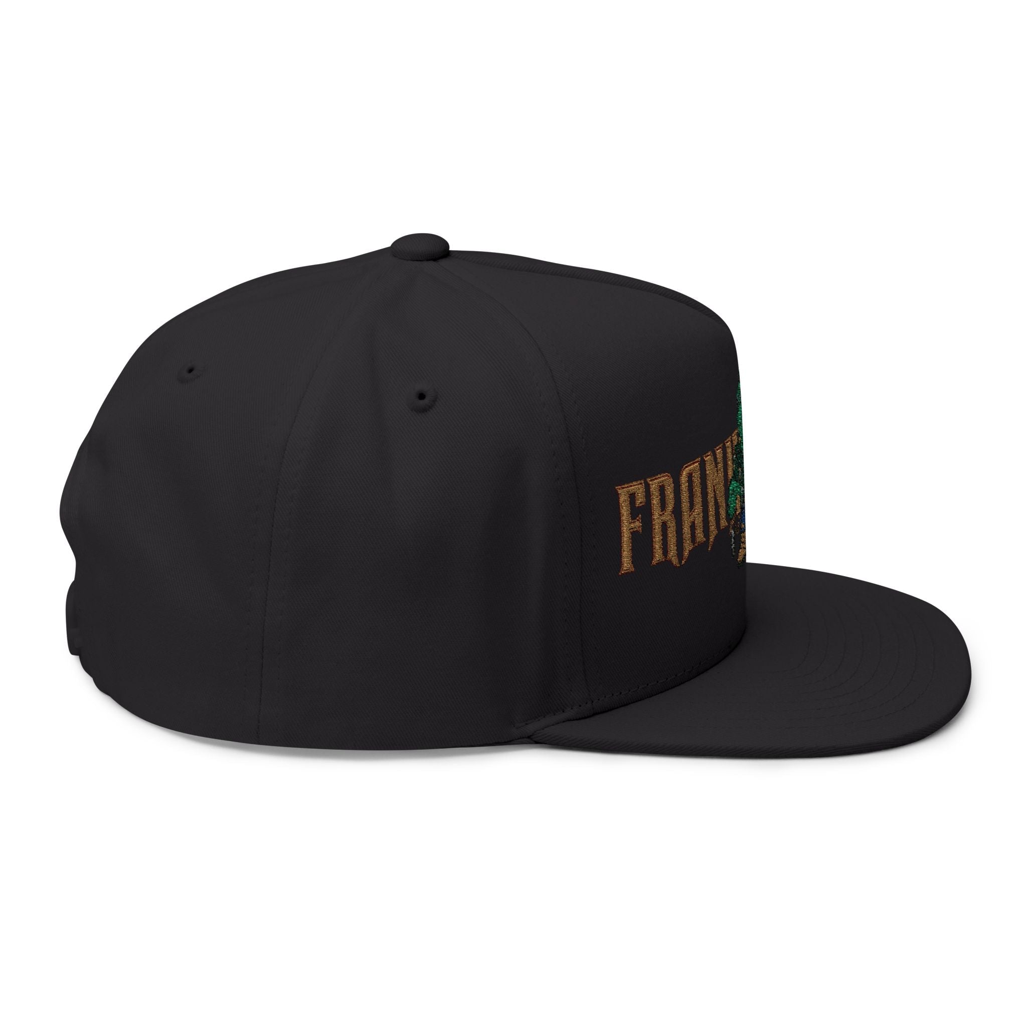 Flat Bill Cap — Embroidered 'Frank'n'Stein' Monster Logo SnapbackEmber Spirit Apparel