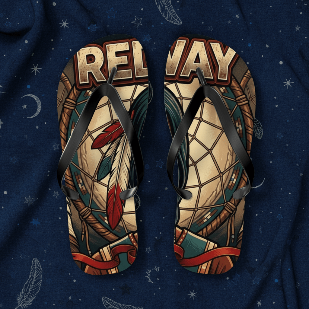 Flip Flops - Redway Dreamcatcher Graphic Beach Sandals.Ember Spirit Apparel
