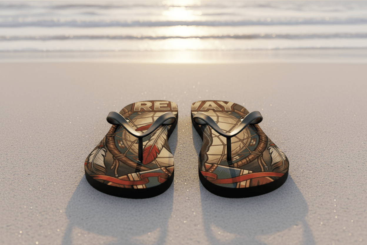 Flip Flops - Redway Dreamcatcher Graphic Beach Sandals.Ember Spirit Apparel