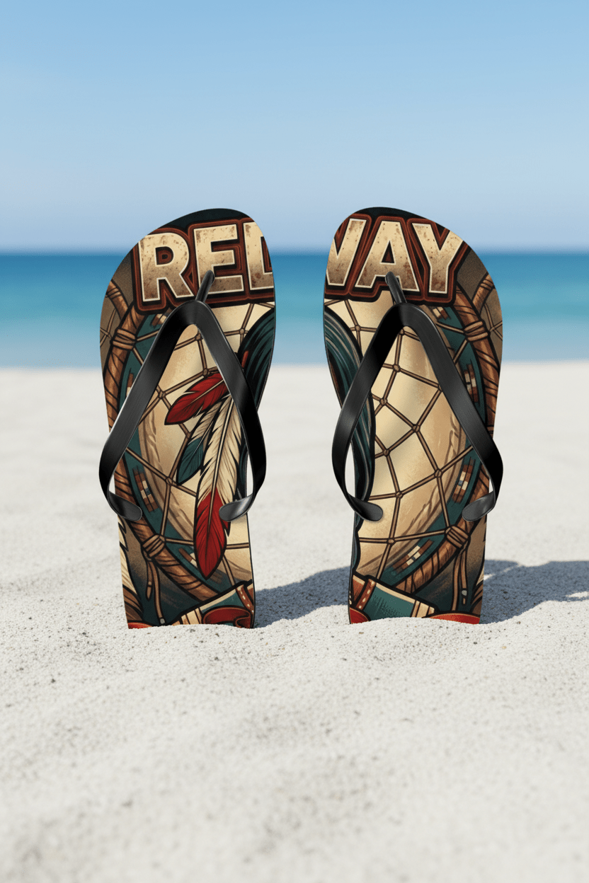 Flip Flops - Redway Dreamcatcher Graphic Beach Sandals.Ember Spirit Apparel
