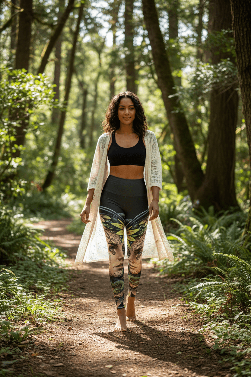 Floral Goddess High - Waist Yoga Leggings – Artistic Face & Lotus AOPEmber Spirit Apparel