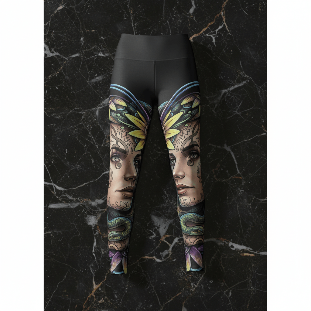 Floral Goddess High - Waist Yoga Leggings – Artistic Face & Lotus AOPEmber Spirit Apparel
