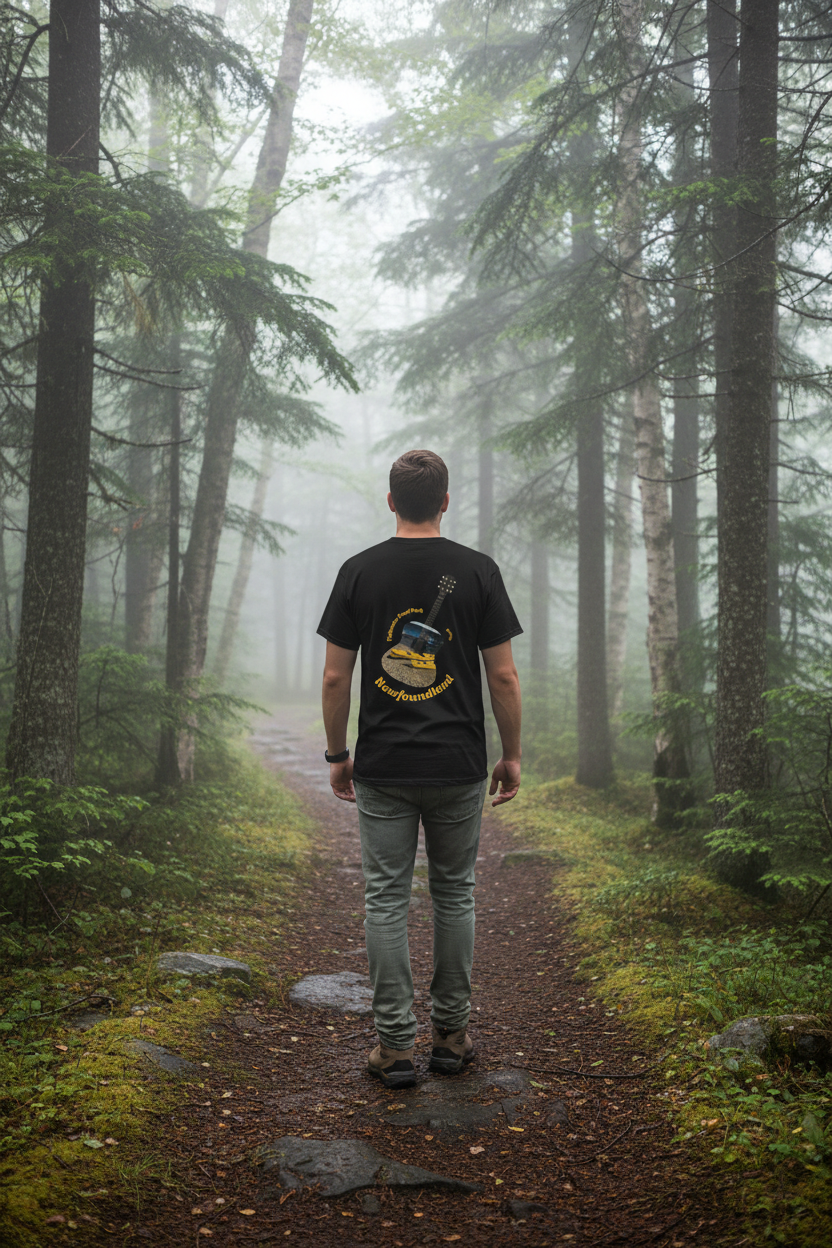 Forest Trail Flatwater Park Newfoundland T-Shirt — Unisex Heavy Cotton Tee, Front View | Ember Spirit Apparel"