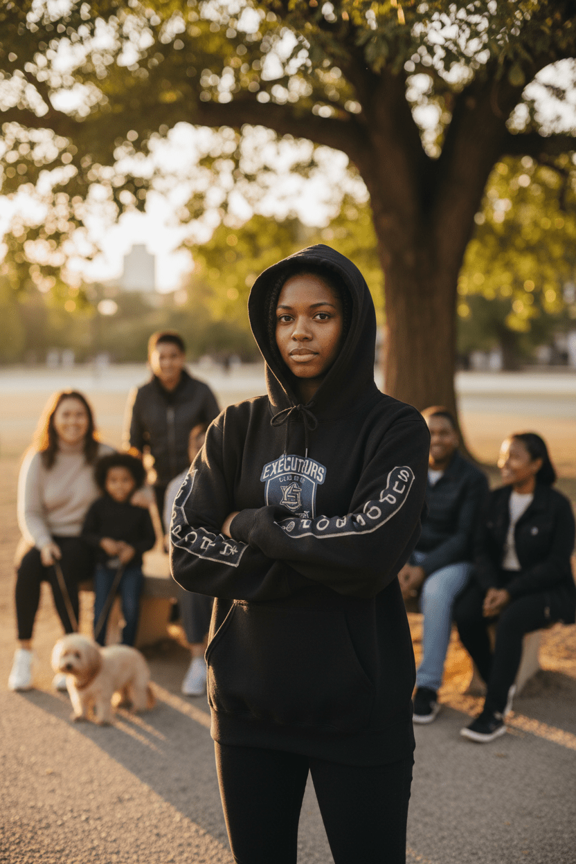 French Support Gear (EAFS) Enfants Animals Feme Seniors -CAWS - Enforcers - Unisex Heavy Blend Hooded SweatshirtEmber Spirit Apparel