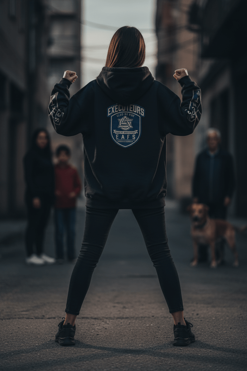 French Support Gear (EAFS) Enfants Animals Feme Seniors -CAWS - Enforcers - Unisex Heavy Blend Hooded SweatshirtEmber Spirit Apparel
