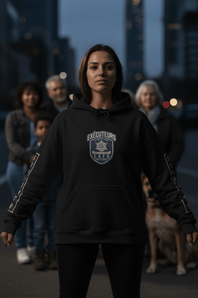 French Support Gear (EAFS) Enfants Animals Feme Seniors -CAWS - Enforcers - Unisex Heavy Blend Hooded SweatshirtEmber Spirit Apparel