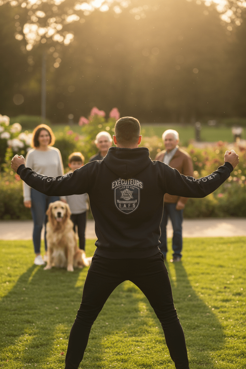 French Support Gear (EAFS) Enfants Animals Feme Seniors -CAWS - Enforcers - Unisex Heavy Blend Hooded SweatshirtEmber Spirit Apparel