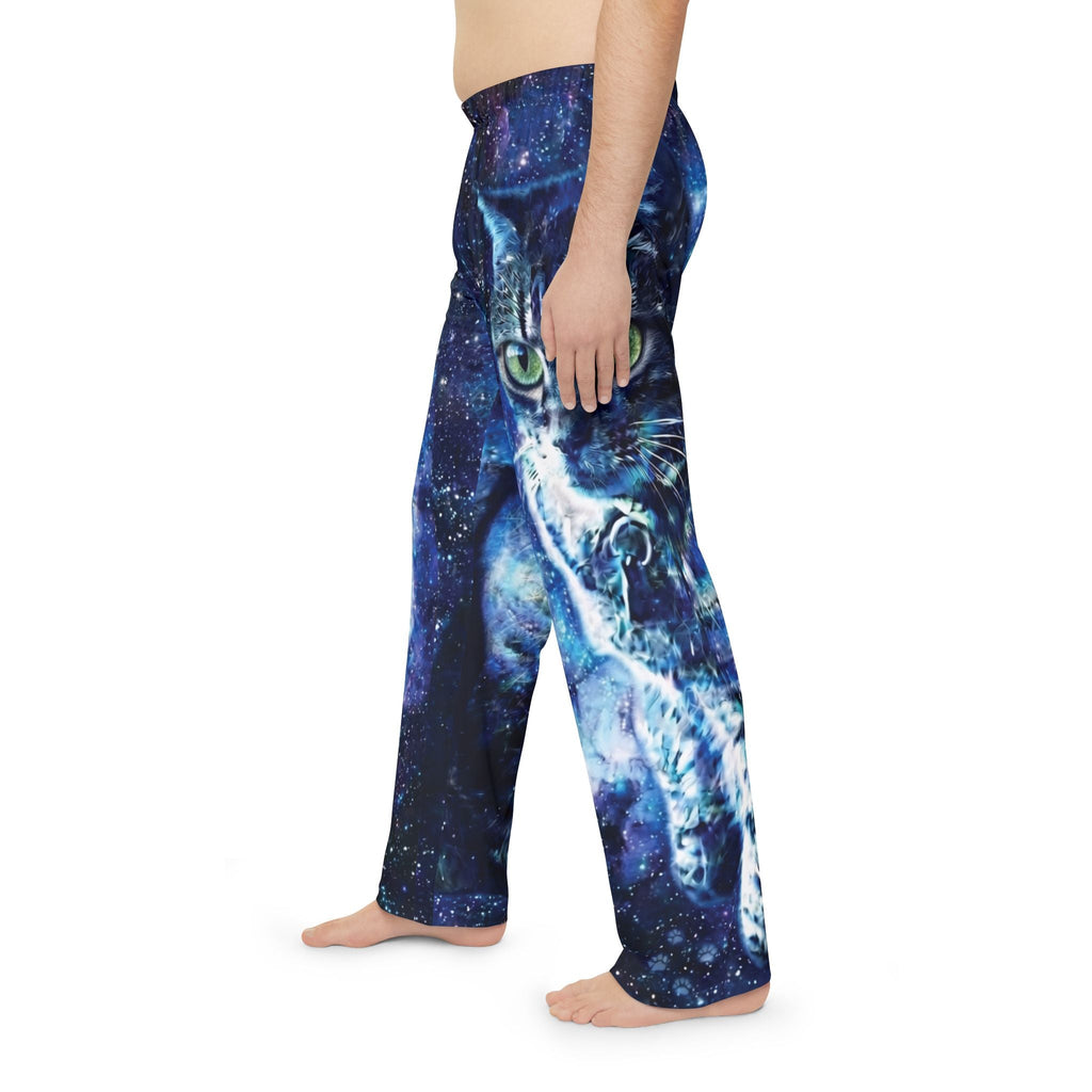 Galaxy Cat Pajama Pants — Men's Cosmic Cat Lounge SleepwearEmber Spirit Apparel