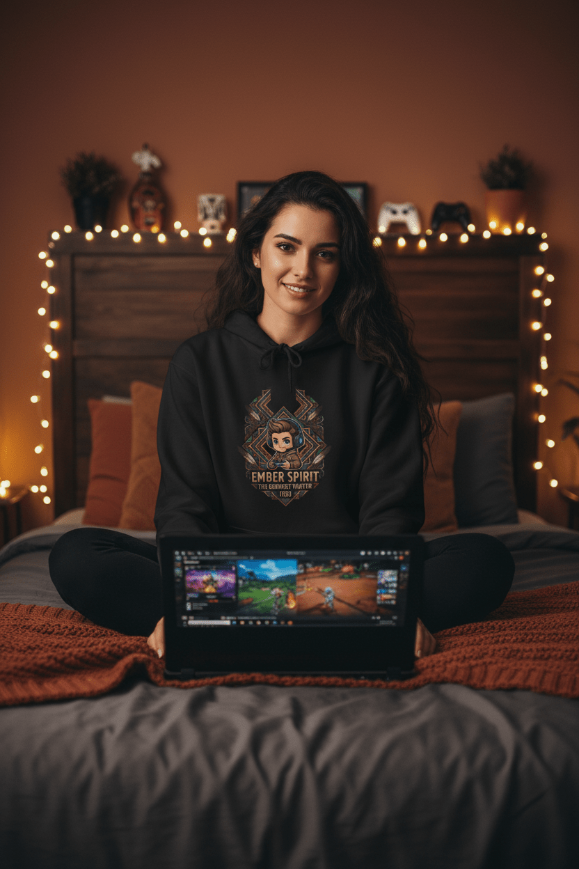 Gamer Quote Hoodie — "Laugh It Off" Auntie Cooking HumorEmber Spirit Apparel