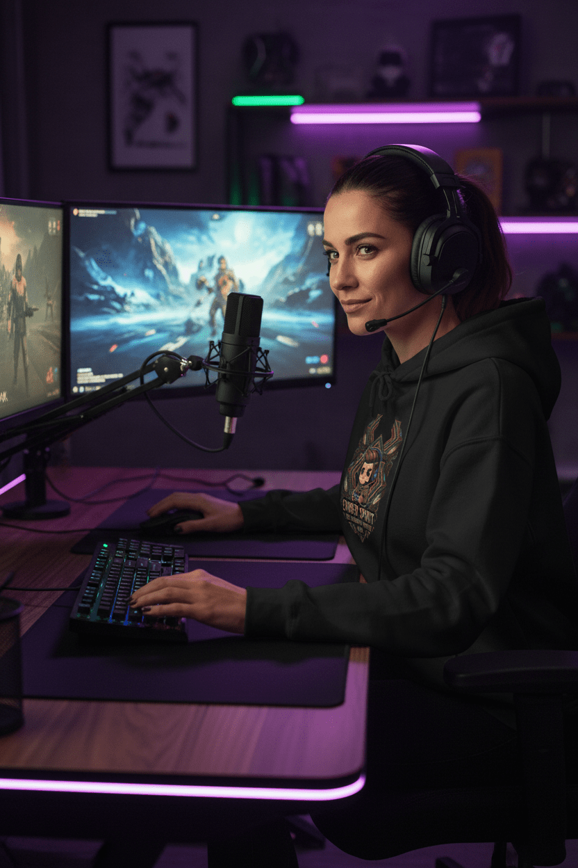 Gamer Quote Hoodie — "Laugh It Off" Auntie Cooking HumorEmber Spirit Apparel