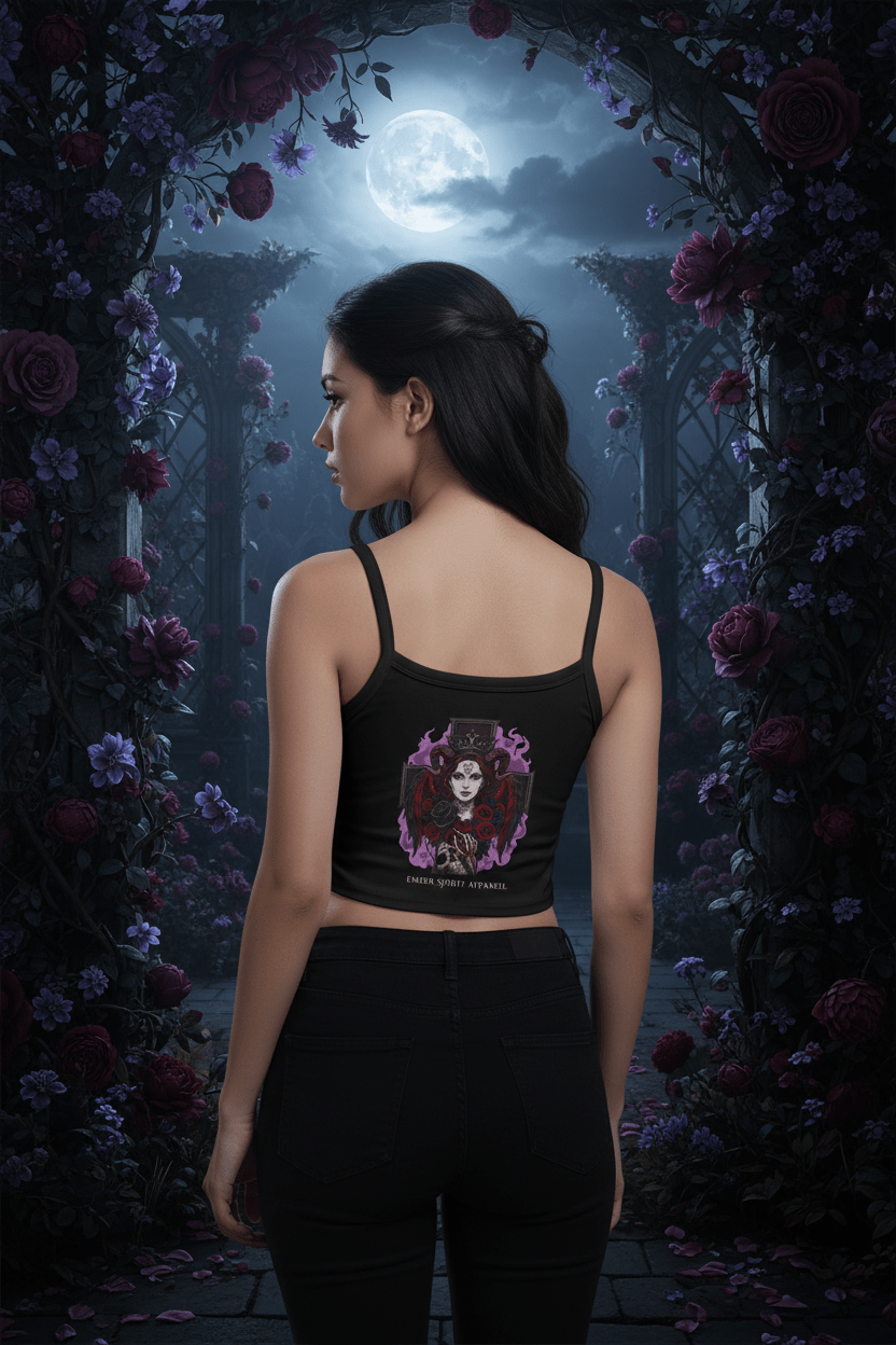 Goth Grunge Lilith Graphic Tank Top — Women's Spaghetti Strap StreetwearEmber Spirit Apparel