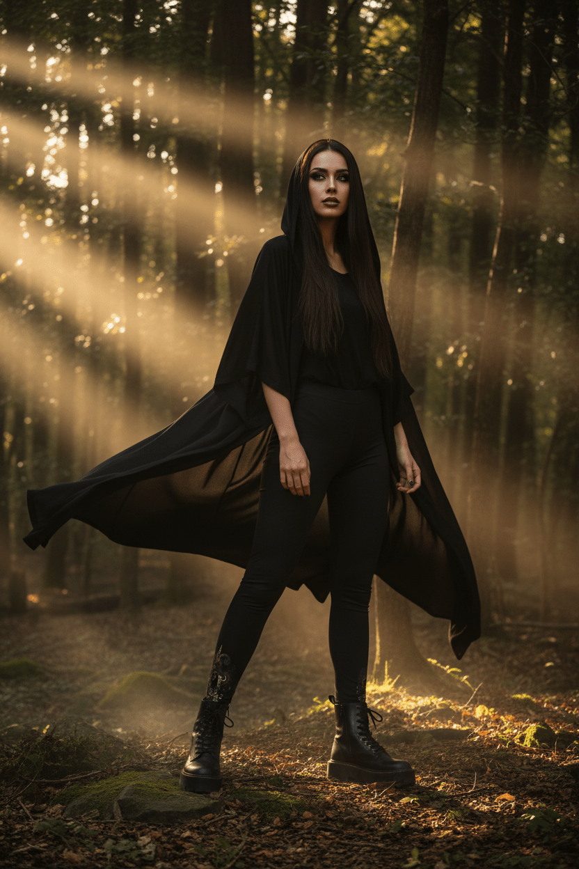 Goth Lilith Leggings — Women's Alternative Punk AOPEmber Spirit Apparel