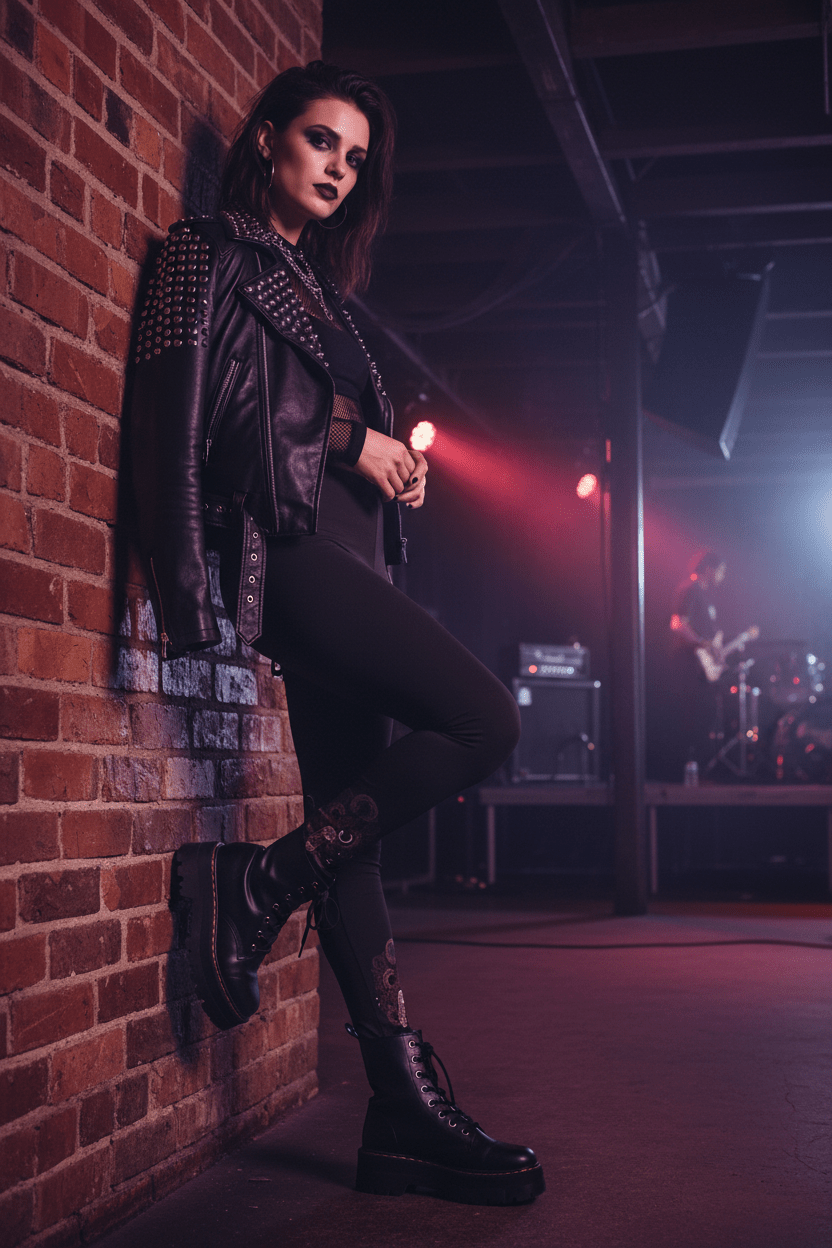 Goth Lilith Leggings — Women's Alternative Punk AOPEmber Spirit Apparel