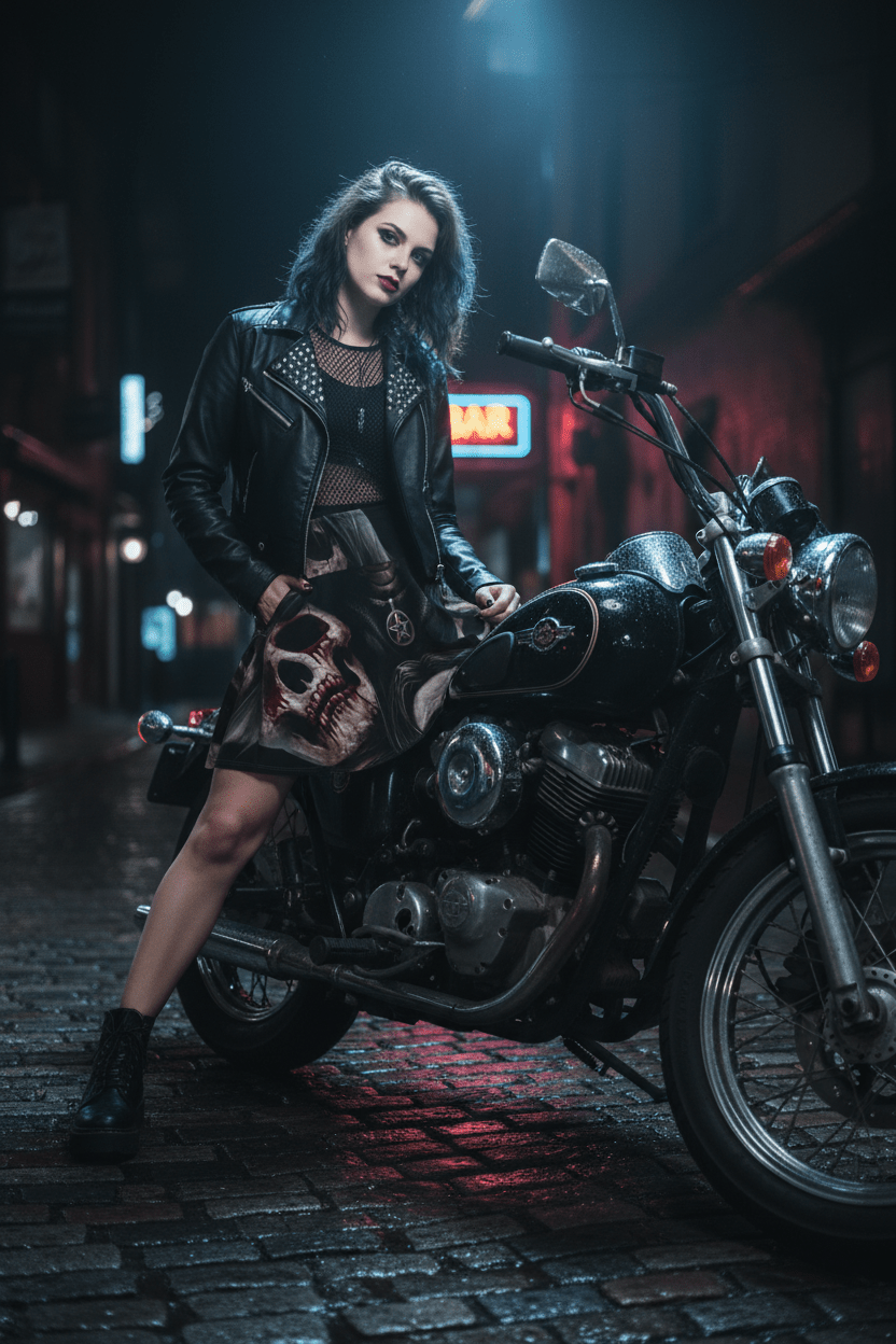 Goth Skeleton Skater Skirt — "Soulless" All - Over PrintEmber Spirit Apparel