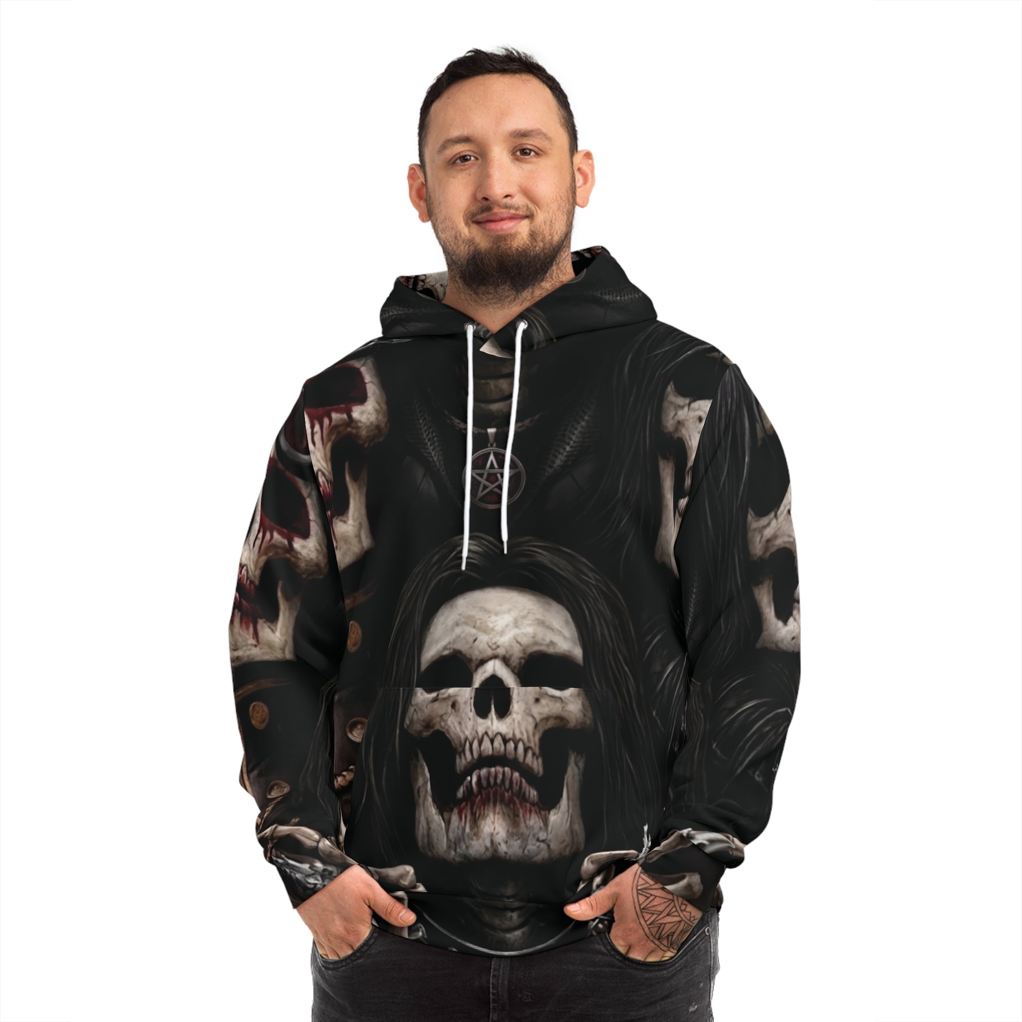 Goth Skull Hoodie — Mens Dark Skull Graphic HoodieEmber Spirit Apparel