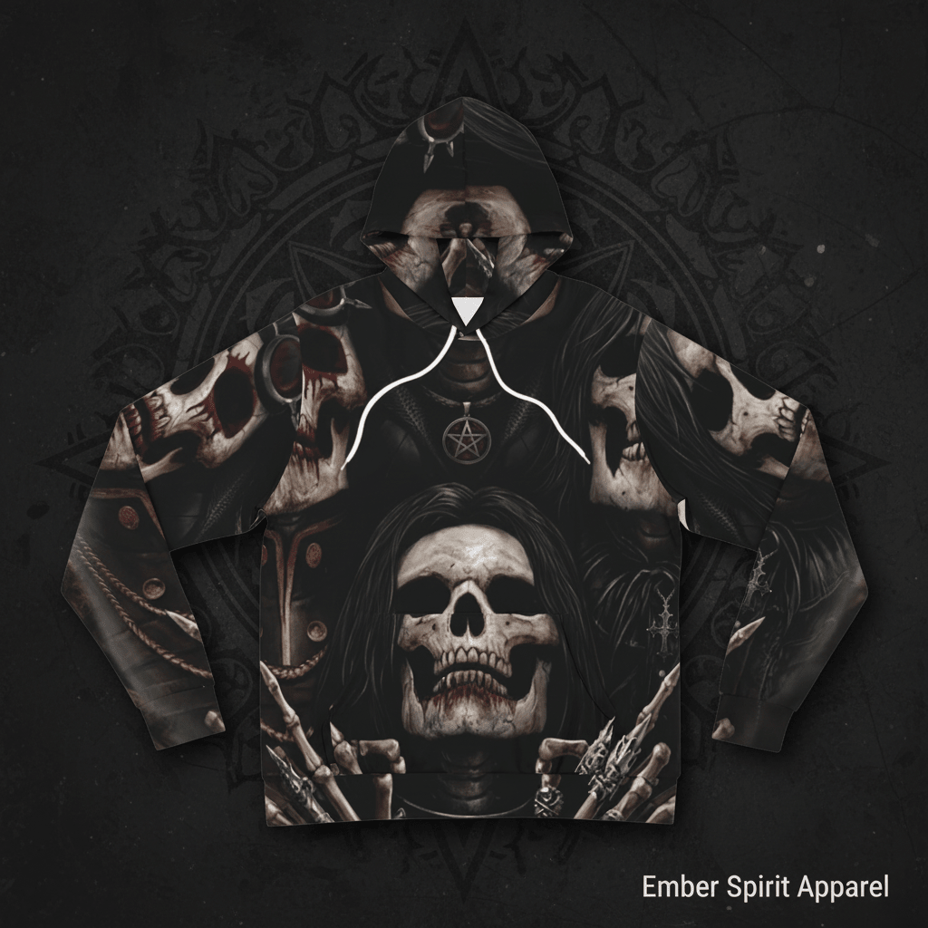 Goth Skull Hoodie — Mens Dark Skull Graphic HoodieEmber Spirit Apparel