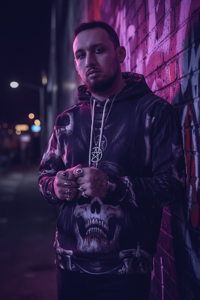 Goth Skull Hoodie — Mens Dark Skull Graphic HoodieEmber Spirit Apparel