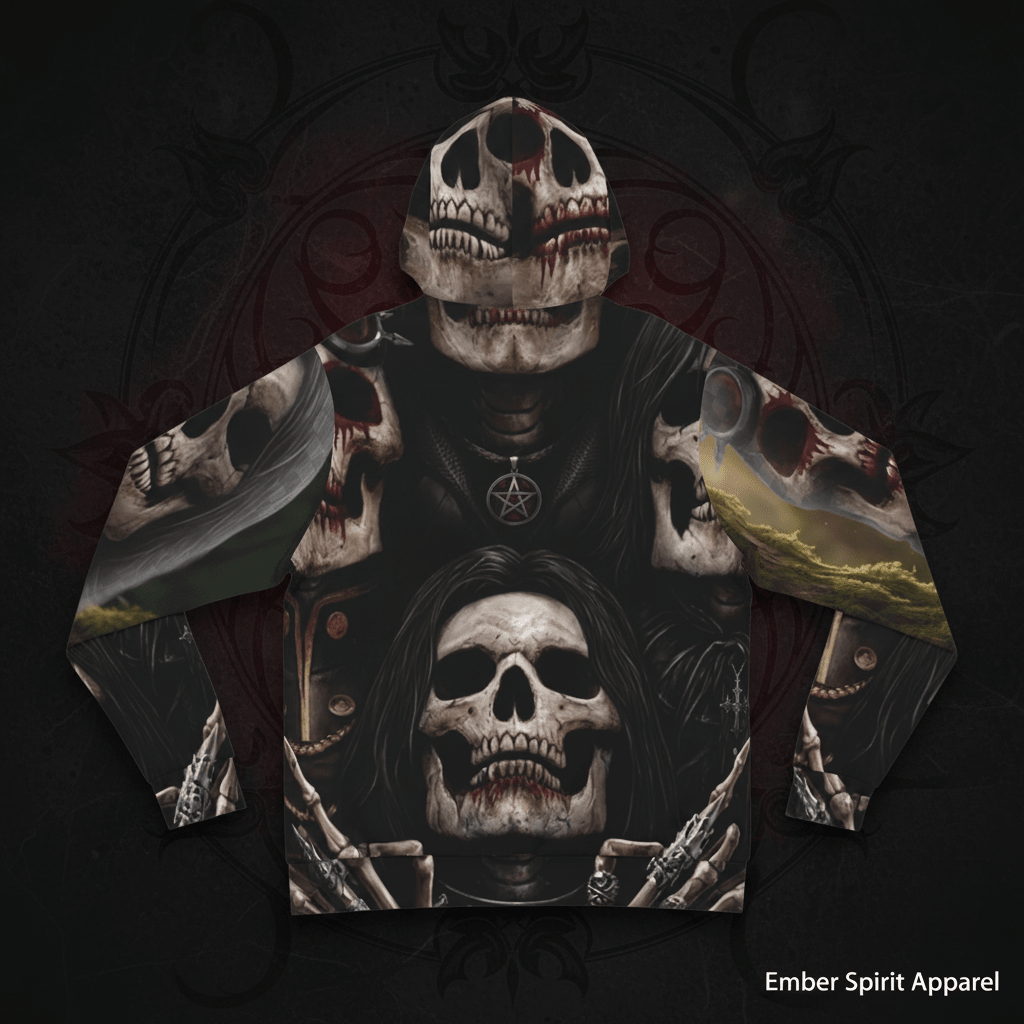 Goth Skull Hoodie — Mens Dark Skull Graphic HoodieEmber Spirit Apparel