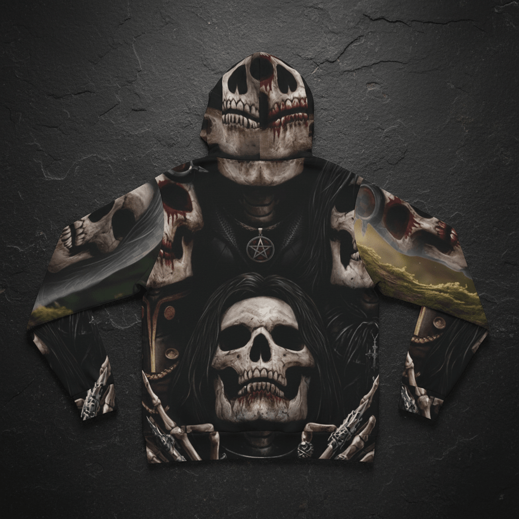 Goth Skull Hoodie — Mens Dark Skull Graphic HoodieEmber Spirit Apparel