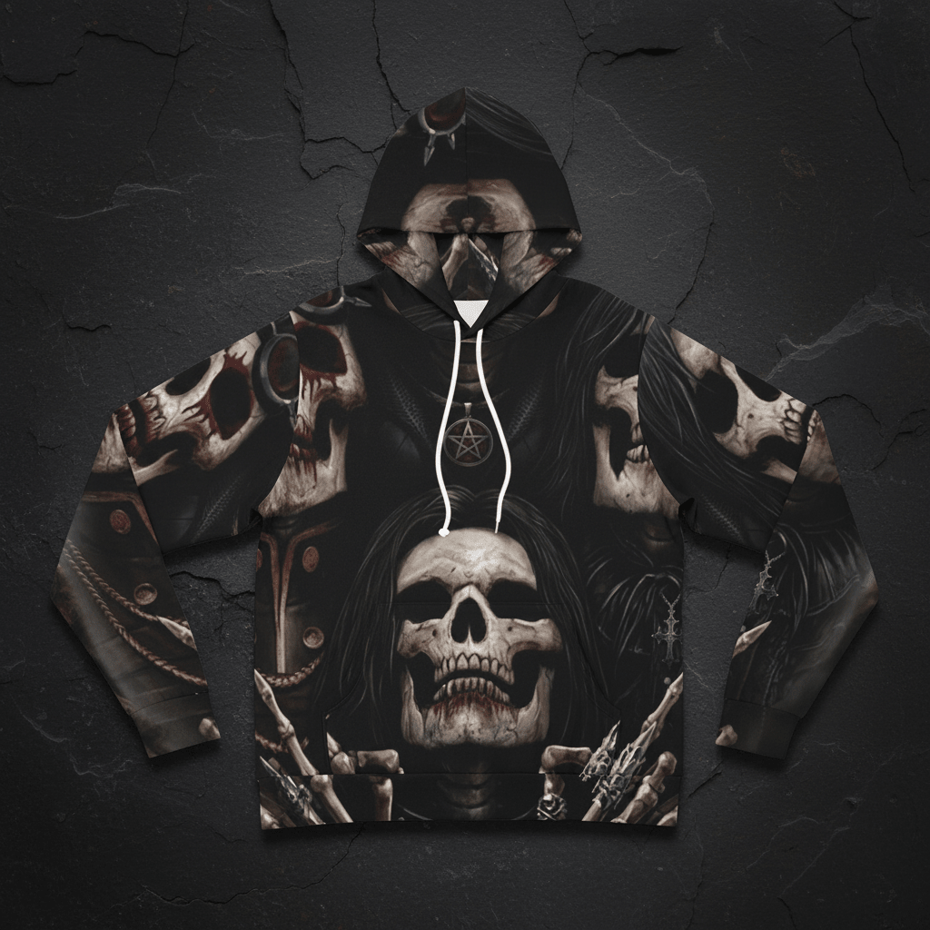 Goth Skull Hoodie — Mens Dark Skull Graphic HoodieEmber Spirit Apparel