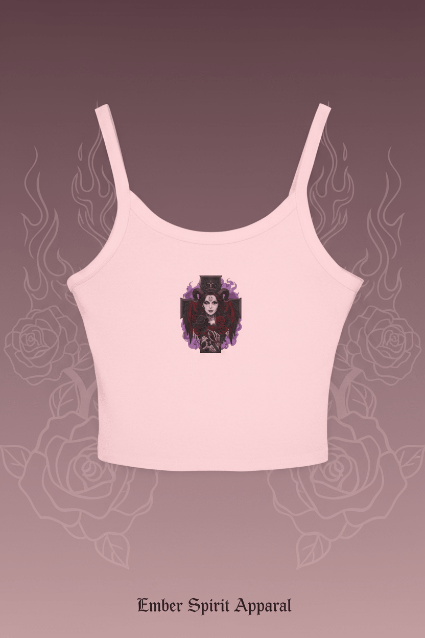 Gothic Lillith Rose Tank Top — Women's Spaghetti Strap CropEmber Spirit Apparel