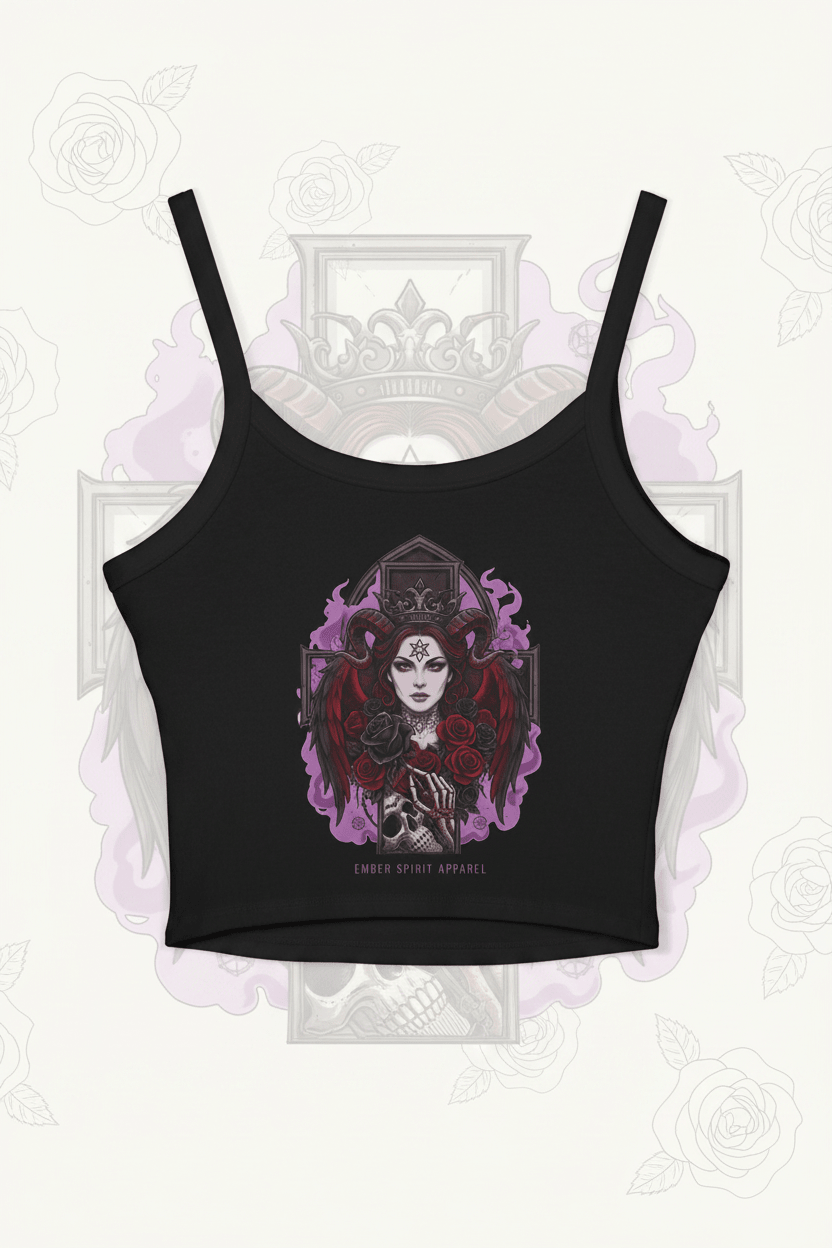 Gothic Lillith Rose Tank Top — Women's Spaghetti Strap CropEmber Spirit Apparel
