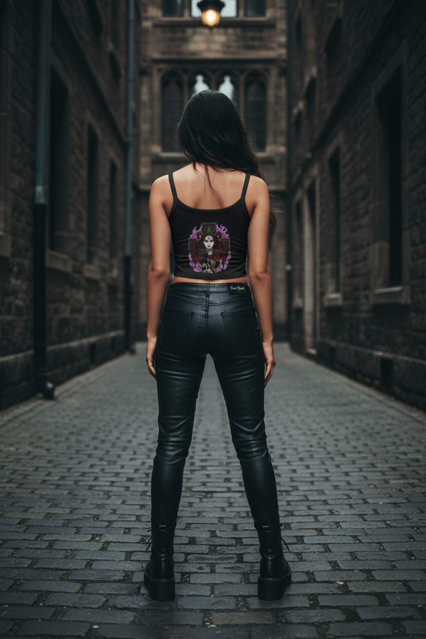 Gothic Lillith Rose Tank Top — Women's Spaghetti Strap CropEmber Spirit Apparel