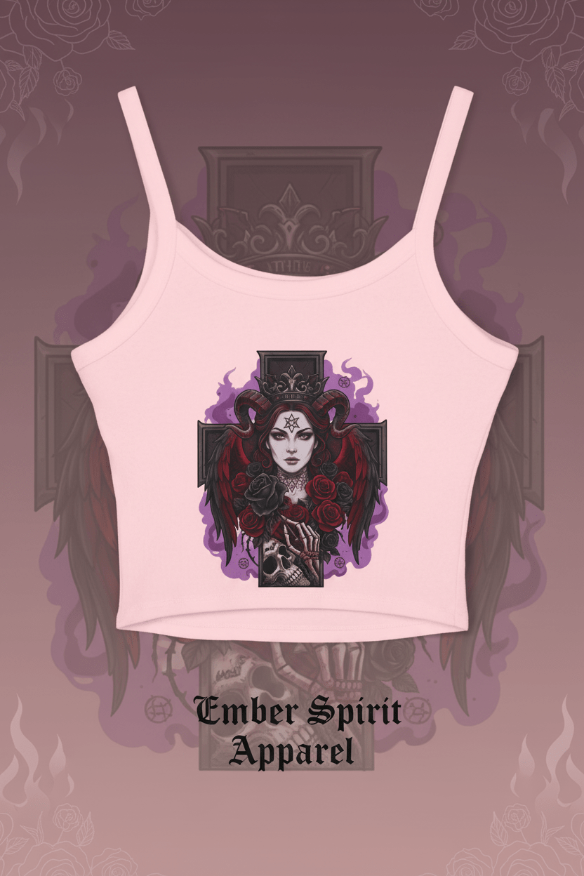 Gothic Lillith Rose Tank Top — Women's Spaghetti Strap CropEmber Spirit Apparel