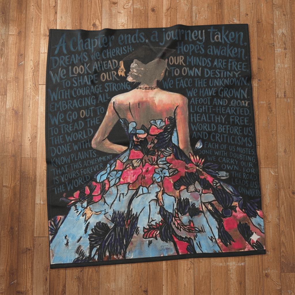 Graduation Portrait Plush Blanket — "Auntie Loves & I’m So Proud of You"Ember Spirit Apparel