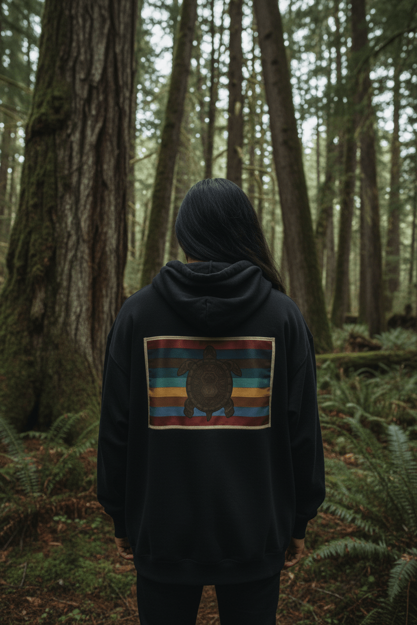 Grandfather Teachings Turtle Hoodie — 7 Indigenous Values DesignEmber Spirit Apparel