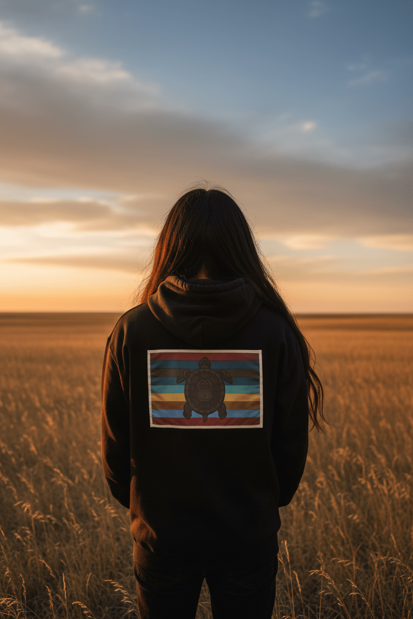 Grandfather Teachings Turtle Hoodie — 7 Indigenous Values DesignEmber Spirit Apparel