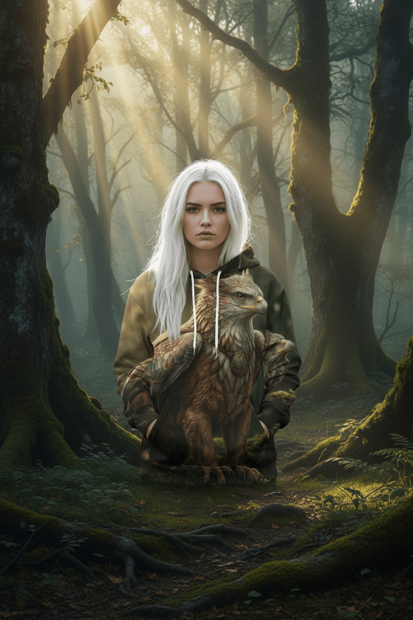 Griffin Forest Art Hoodie — Majestic Mythical Creature All - Over PrintEmber Spirit Apparel