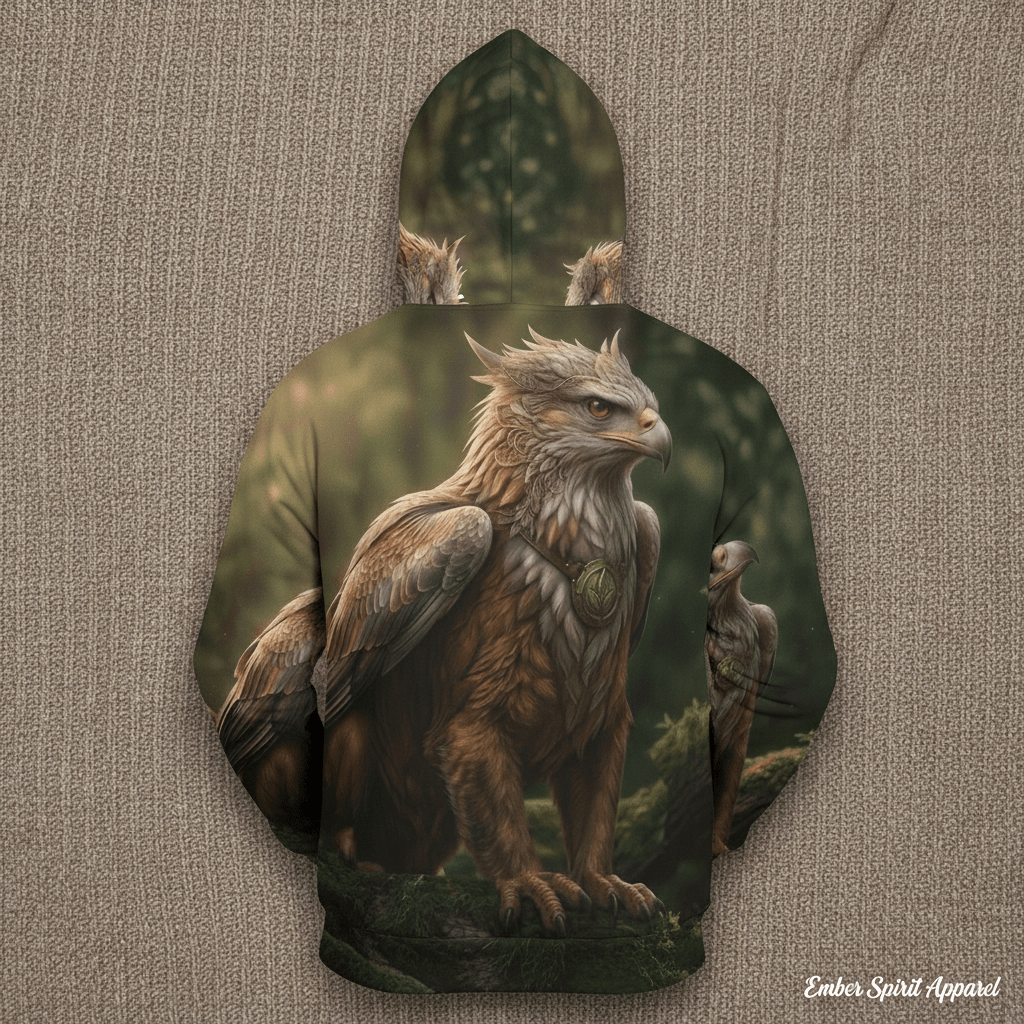 Griffin Forest Art Hoodie — Majestic Mythical Creature All - Over PrintEmber Spirit Apparel