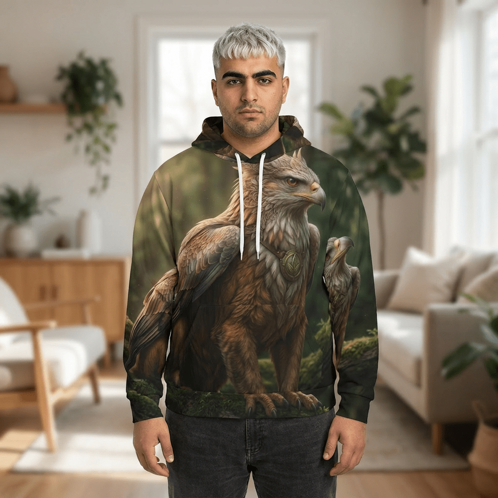 Griffin Forest Art Hoodie — Majestic Mythical Creature All - Over PrintEmber Spirit Apparel