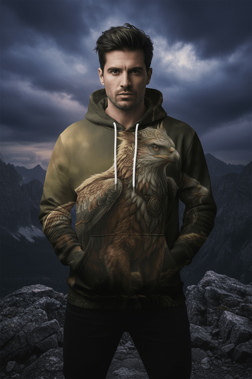 Griffin Forest Art Hoodie — Majestic Mythical Creature All - Over PrintEmber Spirit Apparel