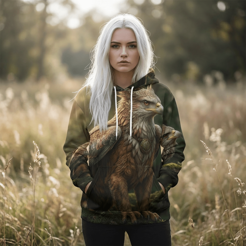 Griffin Forest Art Hoodie — Majestic Mythical Creature All - Over PrintEmber Spirit Apparel