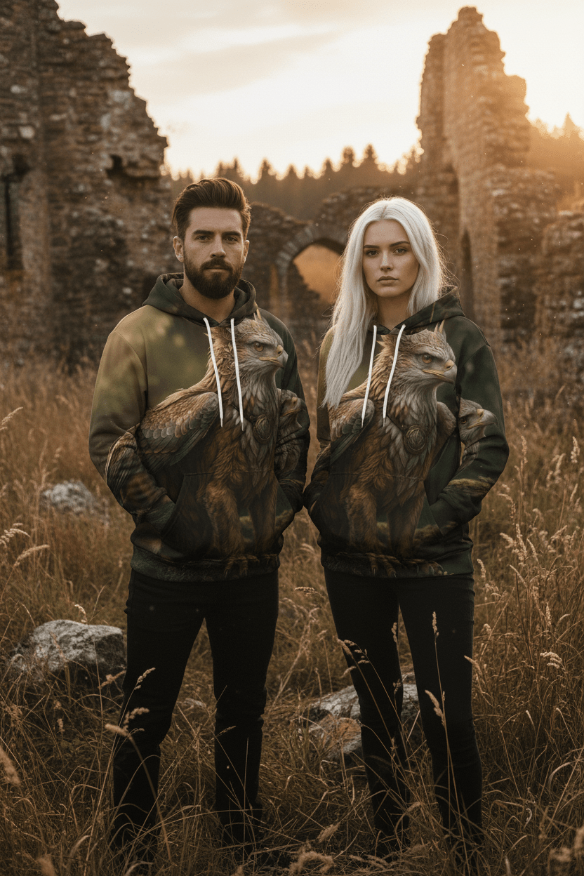 Griffin Forest Art Hoodie — Majestic Mythical Creature All - Over PrintEmber Spirit Apparel