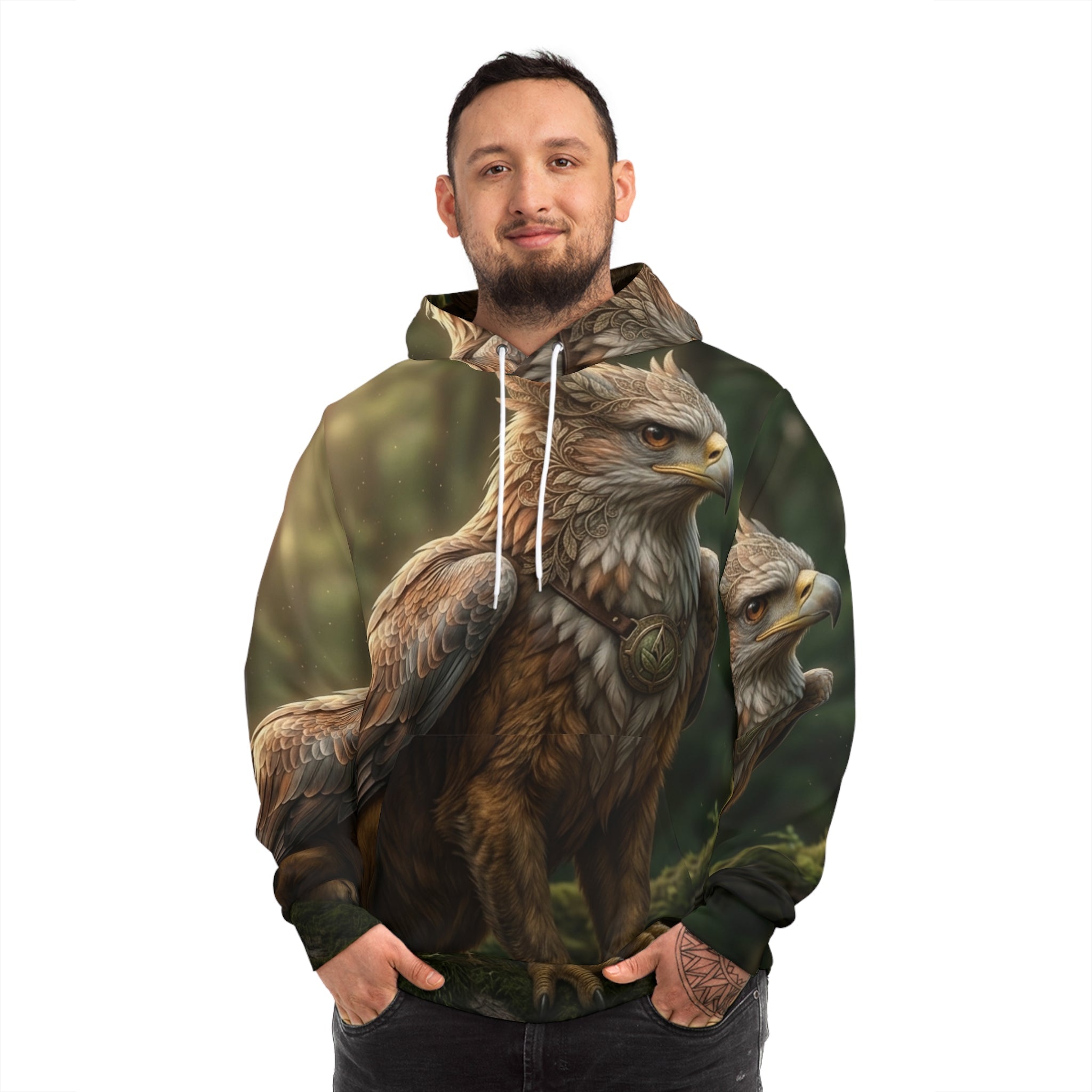 Griffin Forest Art Hoodie — Majestic Mythical Creature All-Over PrintEmber Spirit Apparel