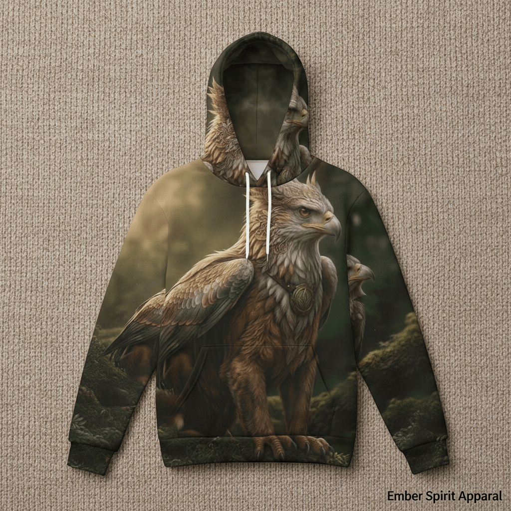 Griffin Forest Art Hoodie — Majestic Mythical Creature All - Over PrintEmber Spirit Apparel