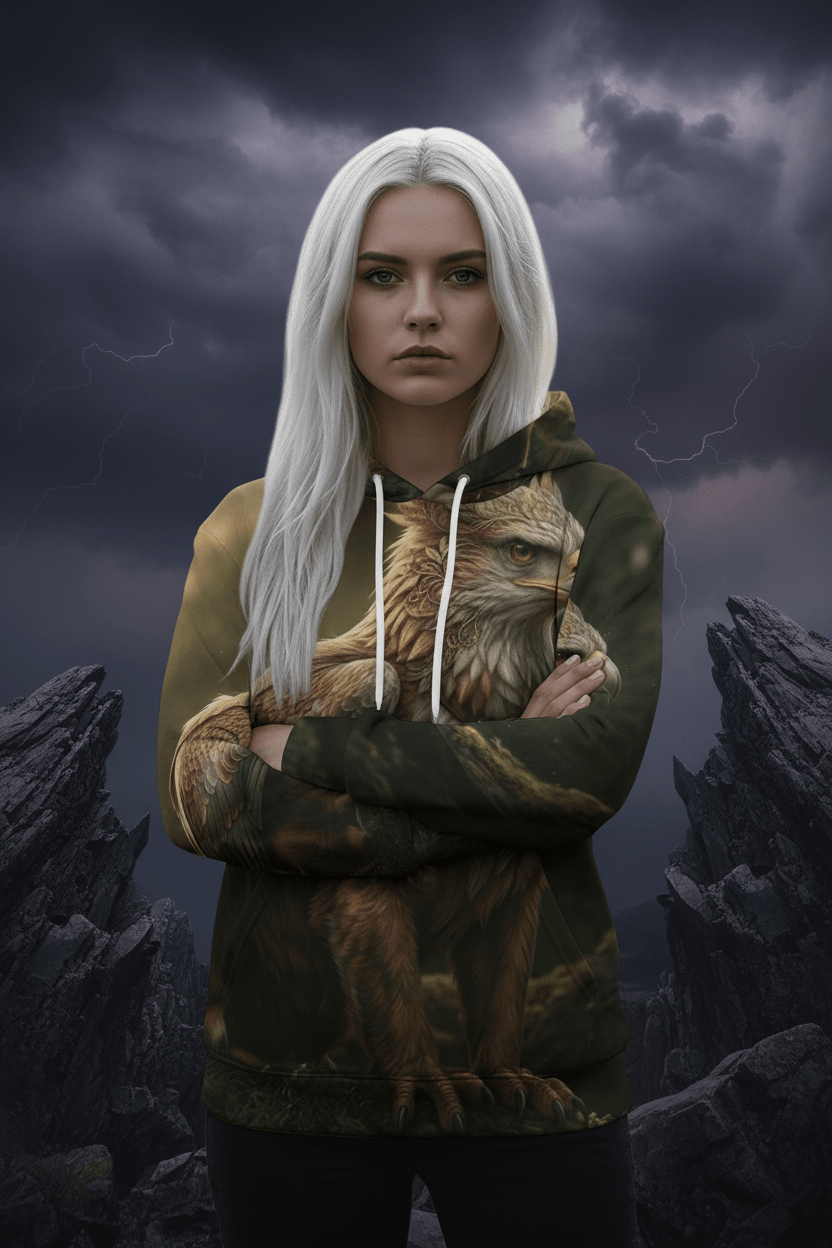 Griffin Forest Art Hoodie — Majestic Mythical Creature All - Over PrintEmber Spirit Apparel