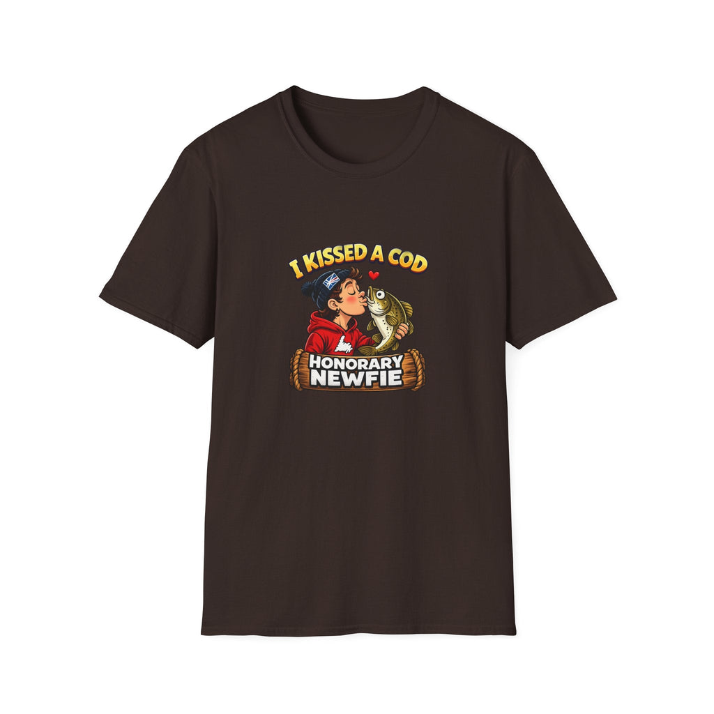 Honorary Newfie T-Shirt — unisex Newfoundland Honorary Newfie graphic shirt, side view