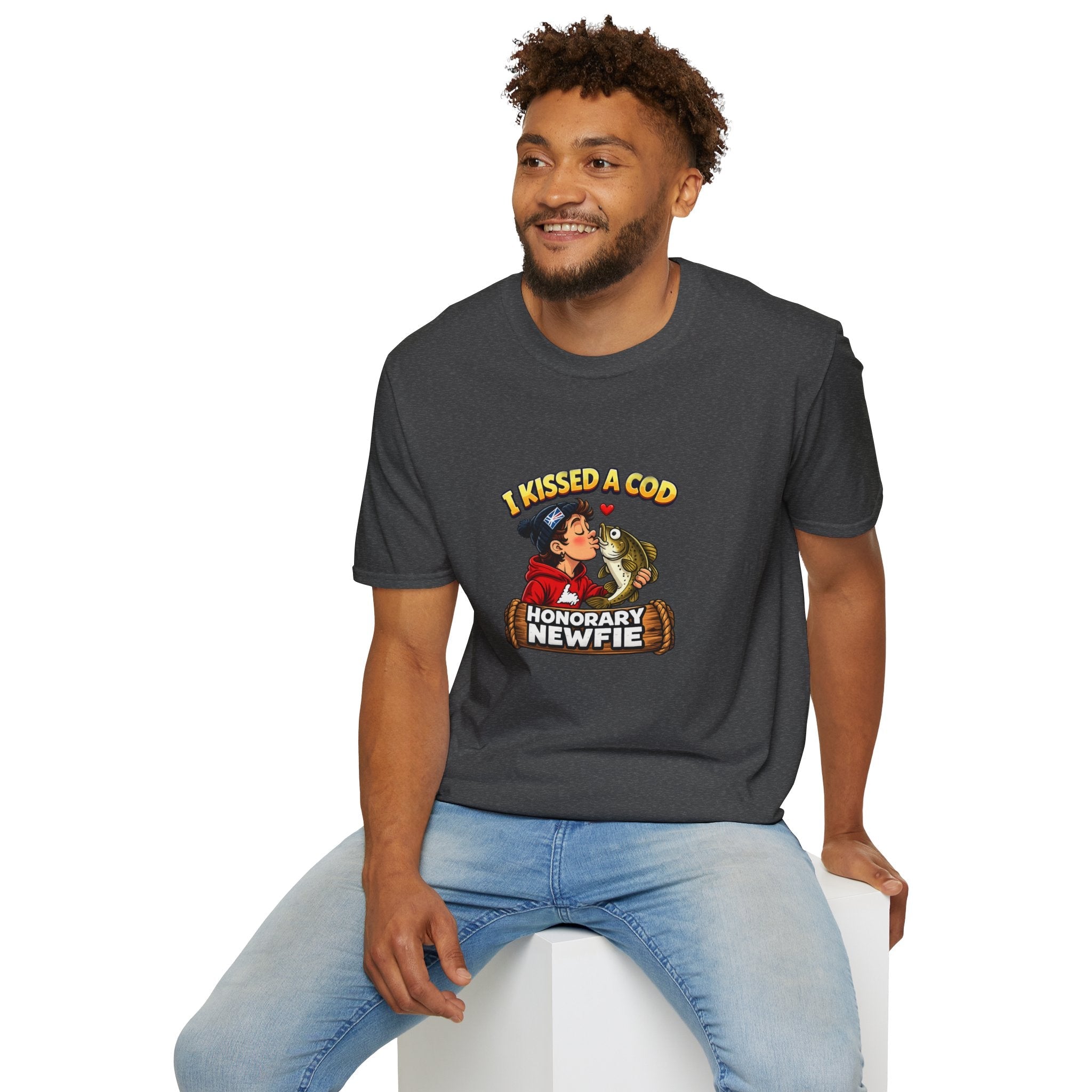 Honorary Newfie T-Shirt — bold Honorary Newfie humor graphic, pair with flannel shirt