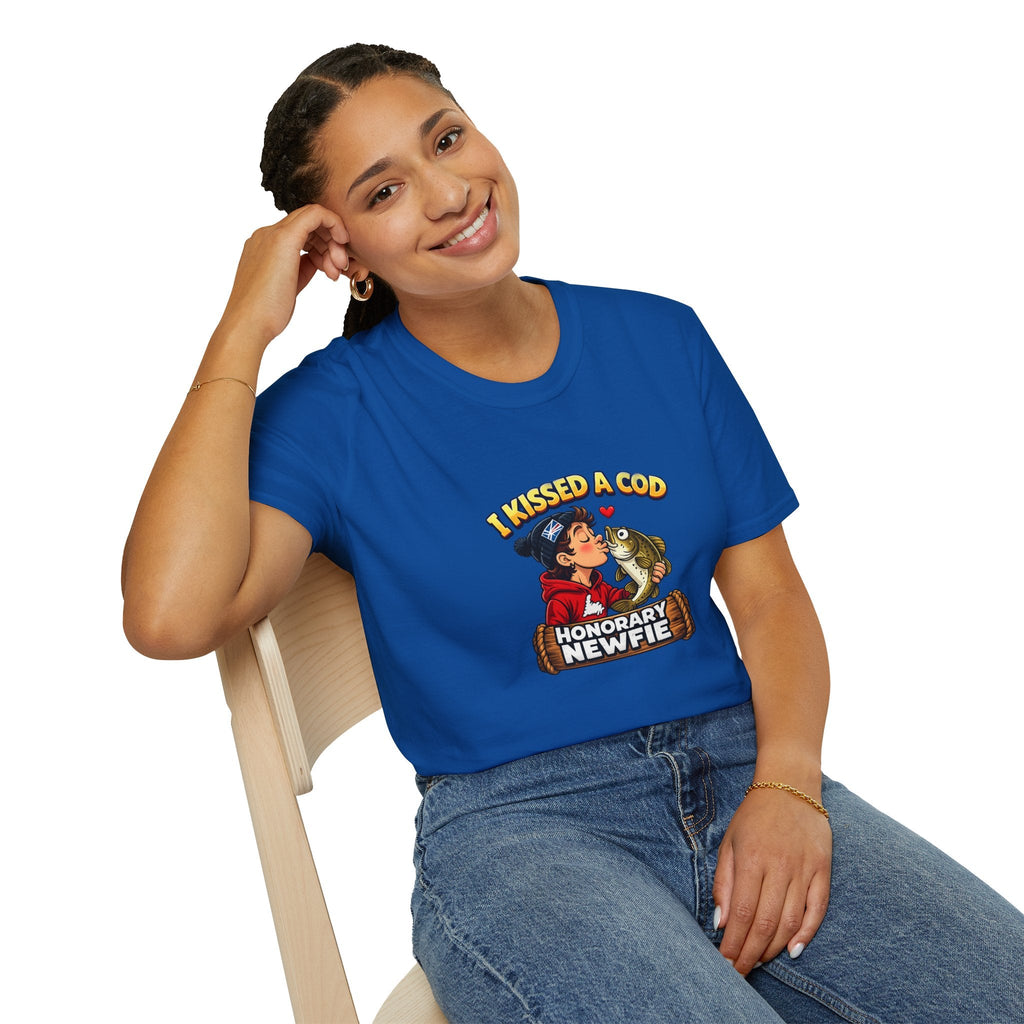 Honorary Newfie T-Shirt — Newfoundland Honorary Newfie print tee, souvenir styled shot