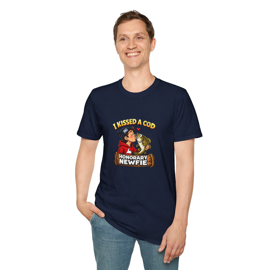 Honorary Newfie T-Shirt — bold Honorary Newfie graphic shirt, Gros Morne lifestyle shot